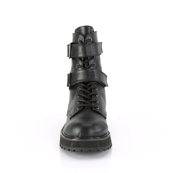 Demonia Valor-250 Black Vegan Leather Stiefel Herren D085-173 Gothic Plateaustiefel Schwarz Deutschland SALE
